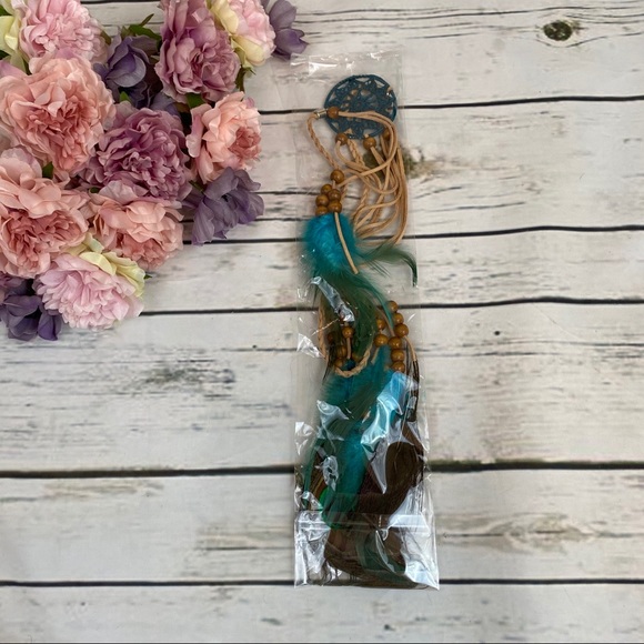 Boho Peacock & Blue Feather Dreamcatcher Headdress - Picture 11 of 11